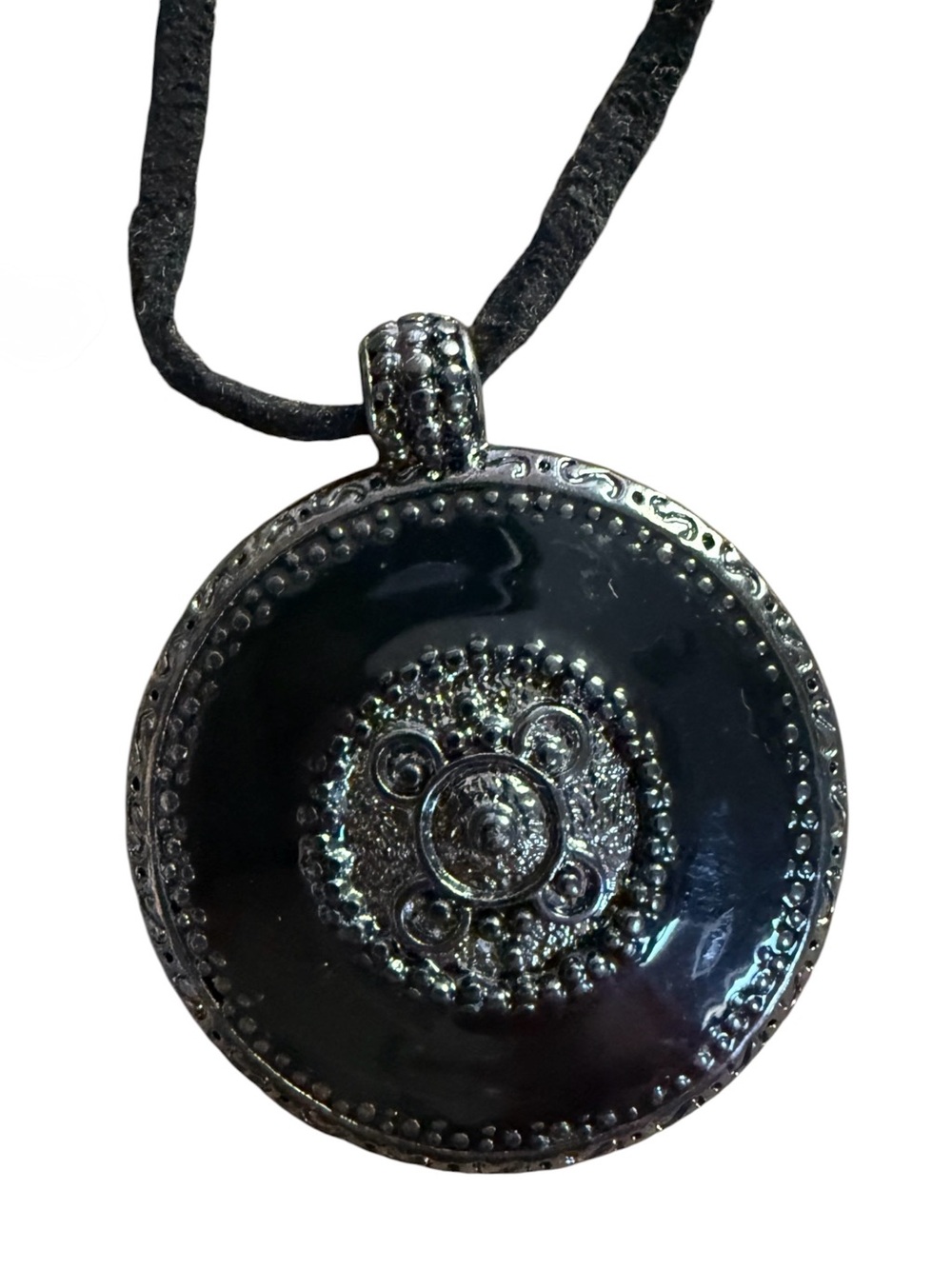 Renaissance Style Medallion Pendant Necklace/Pewter from Witch’s Estate Sale